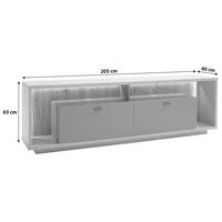 LOWBOARD Colombo  in 205/63/40 cm  - Eichefarben/Grau, Design, Holzwerkstoff/Metall (205/63/40cm) - MID.YOU