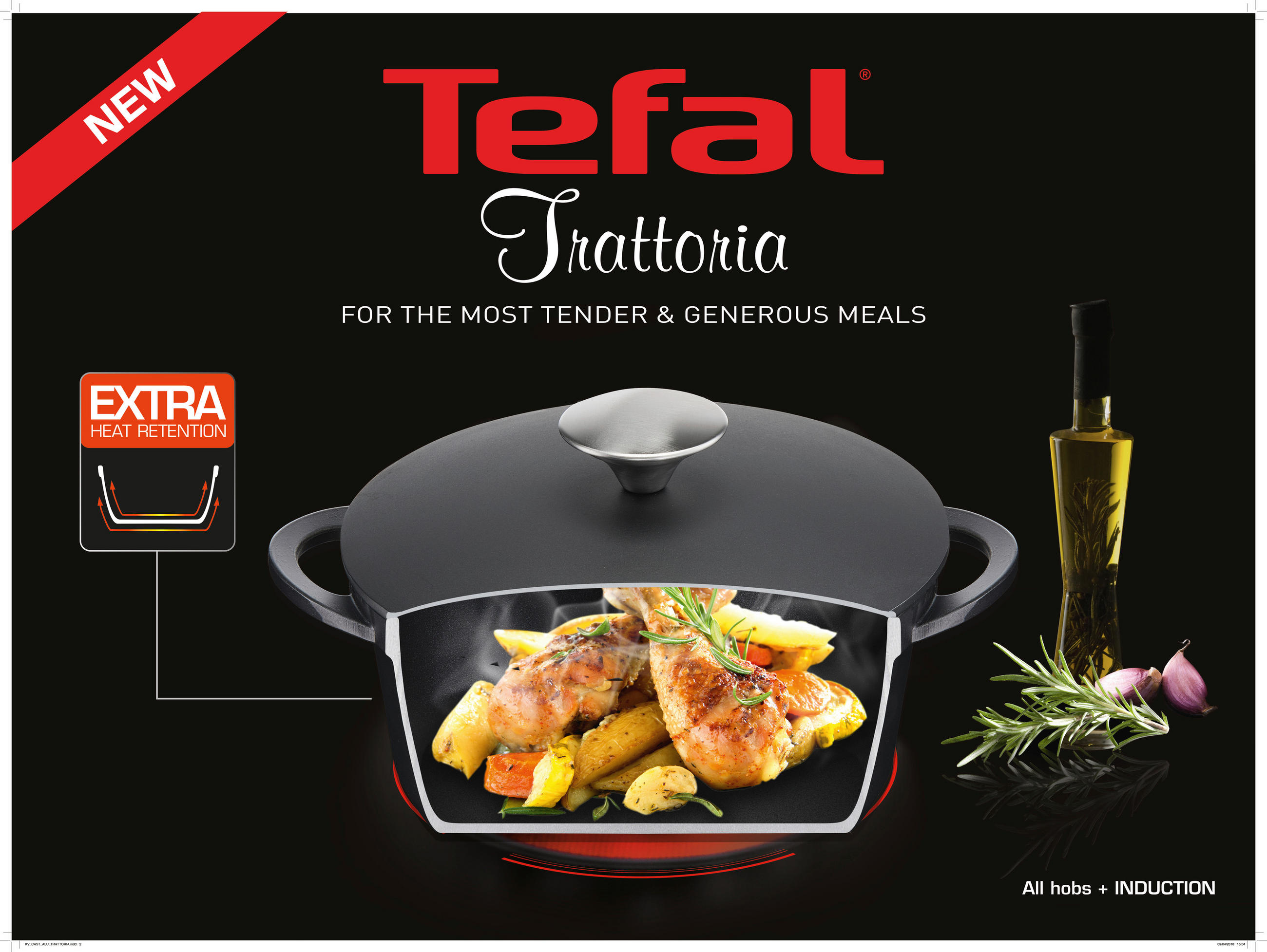 KOCHTOPF TRATTORIA 4,2 L  - Edelstahlfarben/Schwarz, Basics (31/26/13,5cm) - Tefal