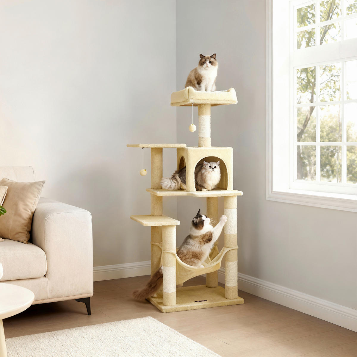 KRATZBAUM - Beige, Trend, Papier/Holzwerkstoff (55/137,7/45cm) - Boxxx