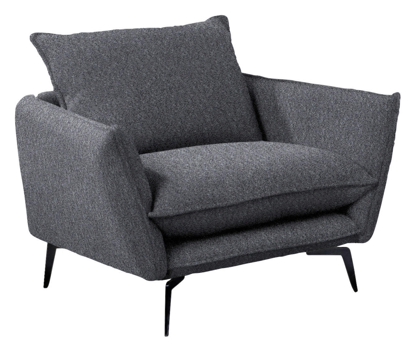 SESSEL Webstoff Grau  - Schwarz/Grau, Design, Textil/Metall (96/84/90cm) - Hom`in