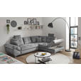 ECKSOFA Grau Velours  - Schwarz/Grau, KONVENTIONELL, Kunststoff/Textil (275/218cm) - Carryhome