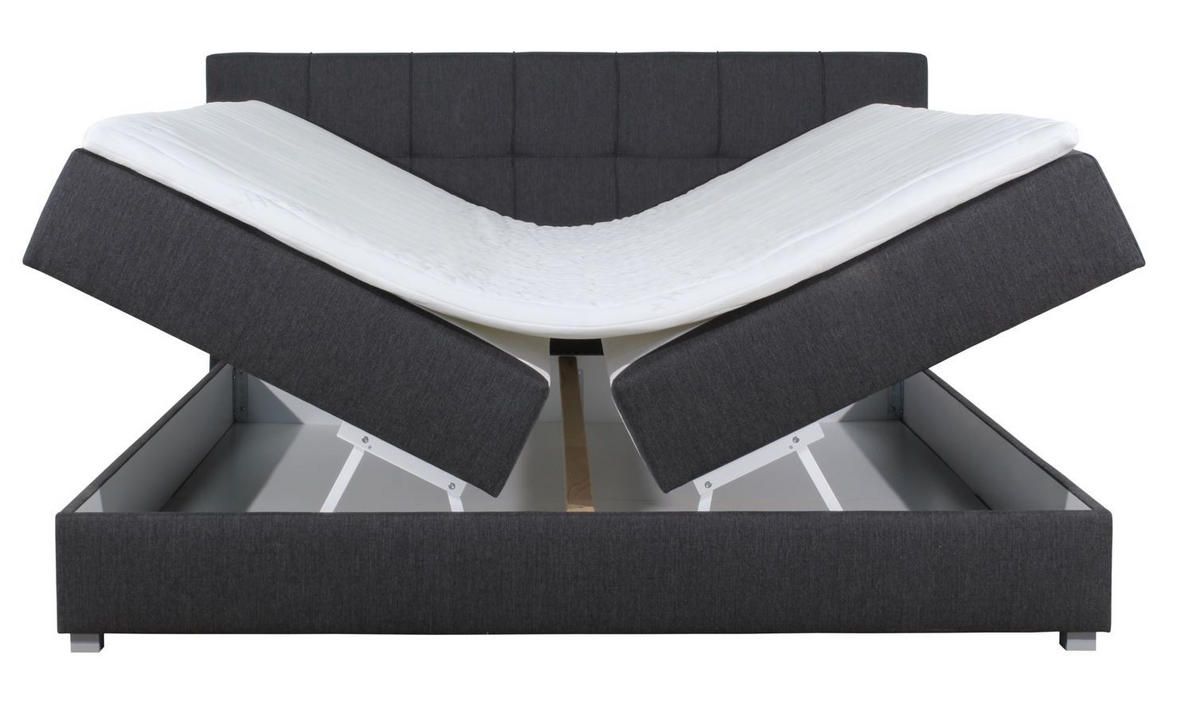 BOXBETT 180/200 cm  in Anthrazit  - Anthrazit/Silberfarben, Modern, Textil (180/200cm) - MID.YOU