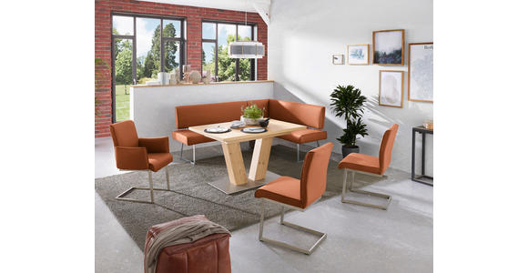 ARMLEHNSTUHL  in Stahl Mikrofaser  - Edelstahlfarben/Karamell, Design, Holzwerkstoff/Textil (63/91/60cm) - Dieter Knoll