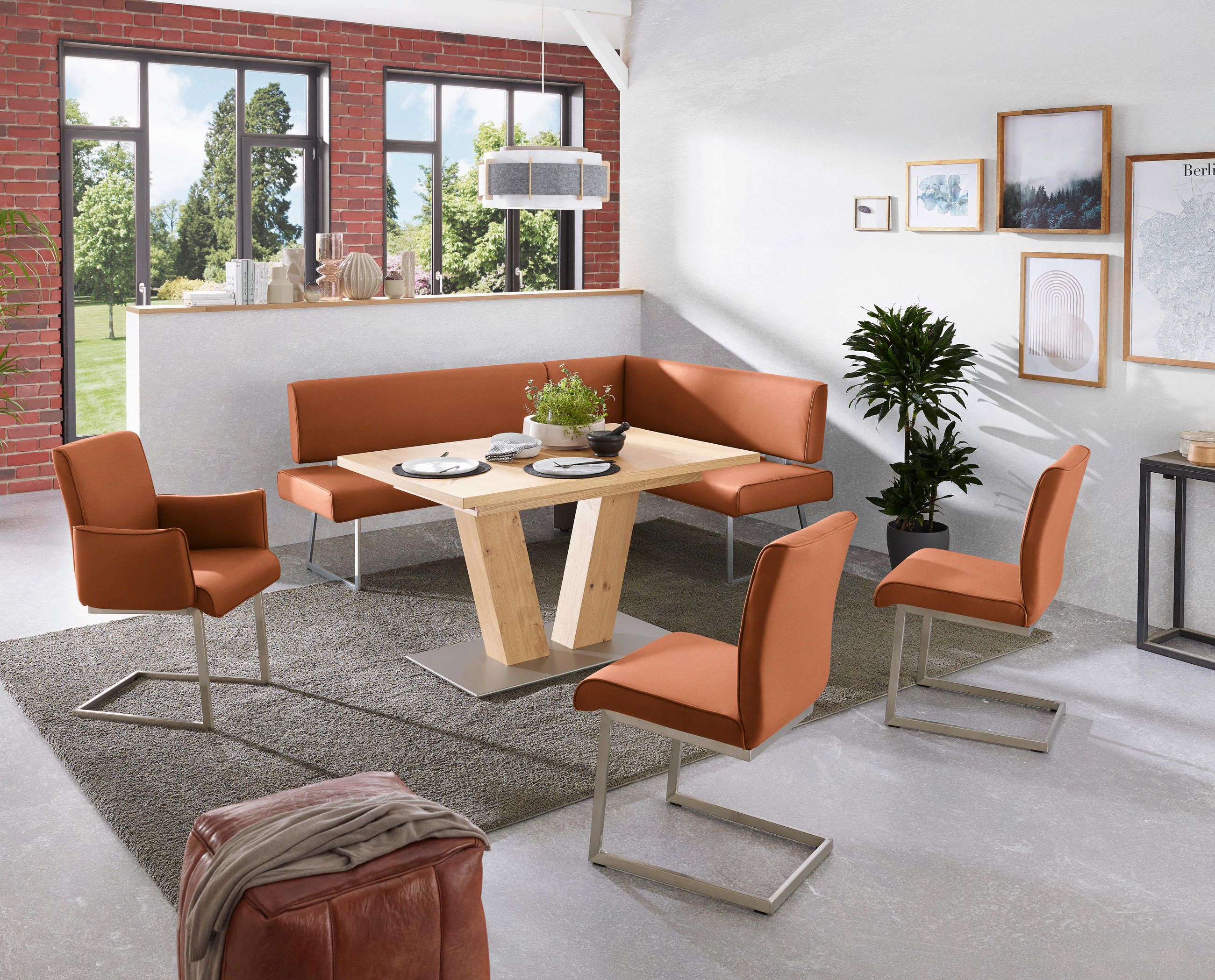 ARMLEHNSTUHL  in Stahl Mikrofaser  - Edelstahlfarben/Karamell, Design, Holzwerkstoff/Textil (63/91/60cm) - Dieter Knoll