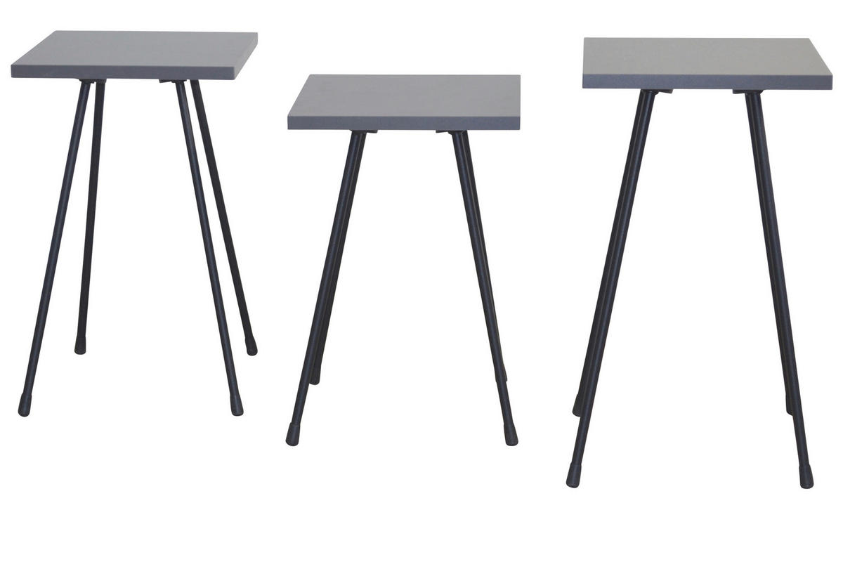BEISTELLTISCHSET quadratisch Anthrazit  - Anthrazit/Schwarz, Design, Holzwerkstoff/Metall (29/29/52cm) - MID.YOU