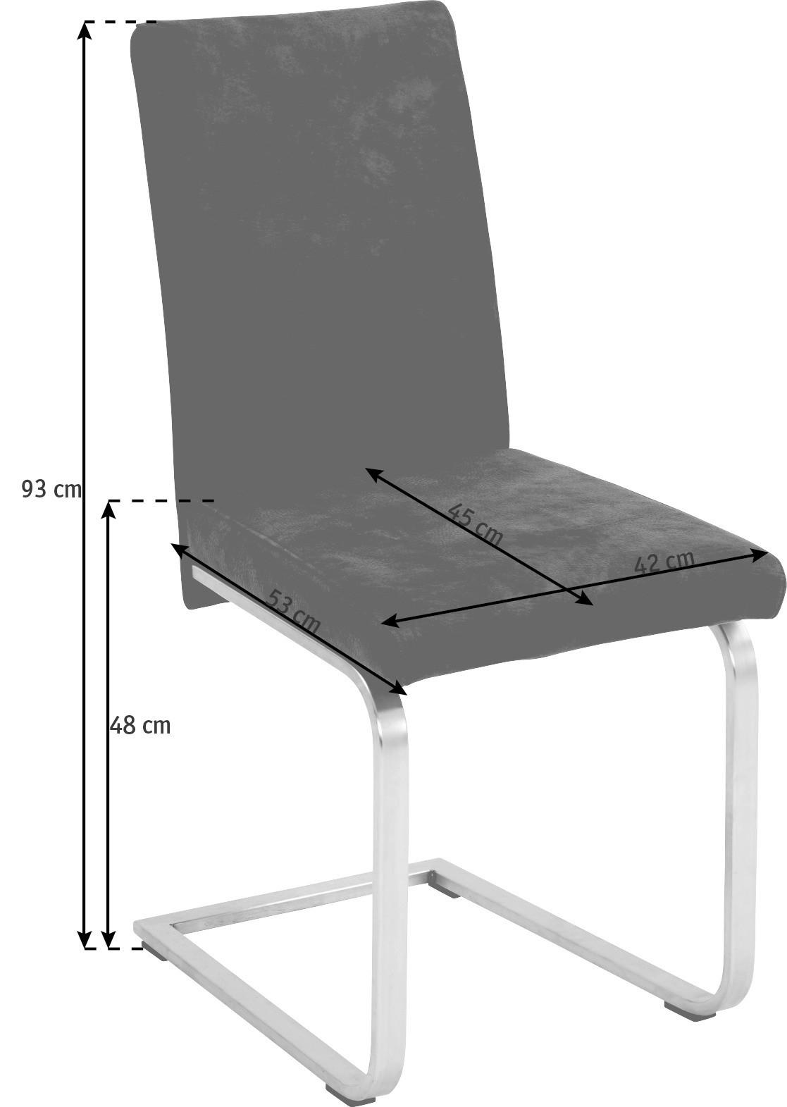 SCHWINGSTUHL  in Edelstahl Lederlook  - Edelstahlfarben/Braun, Design, Textil/Metall (42/93/53cm) - Novel