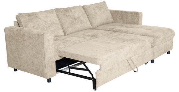 ECKSOFA Naturfarben Flachgewebe - Schwarz/Naturfarben, KONVENTIONELL, Textil/Metall (252/162cm) - Carryhome