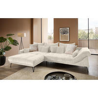 ECKSOFA Chenille Creme  - Creme/Schwarz, Konventionell, Textil/Metall (192/310cm) - Livetastic