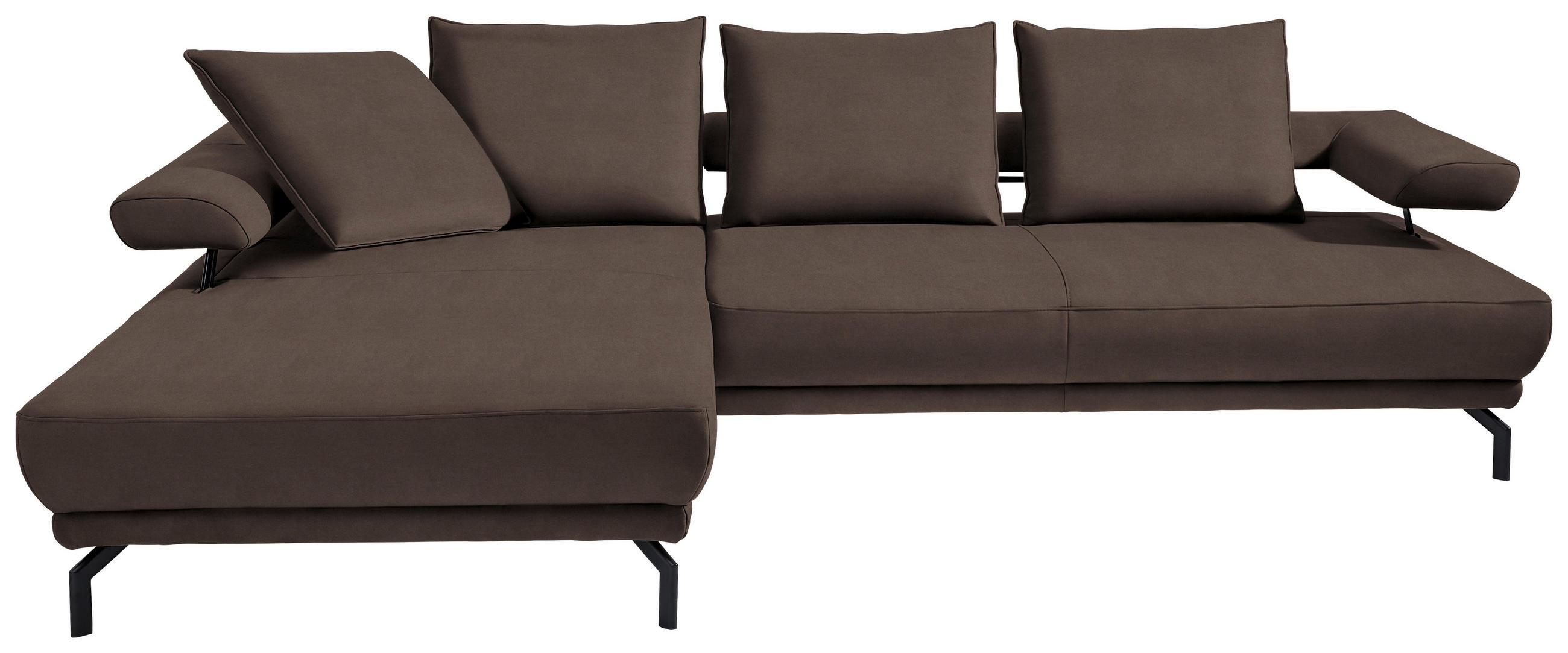 ECKSOFA in Mikrofaser Graubraun  - Graubraun/Schwarz, Design, Textil/Metall (224/305cm) - Dieter Knoll