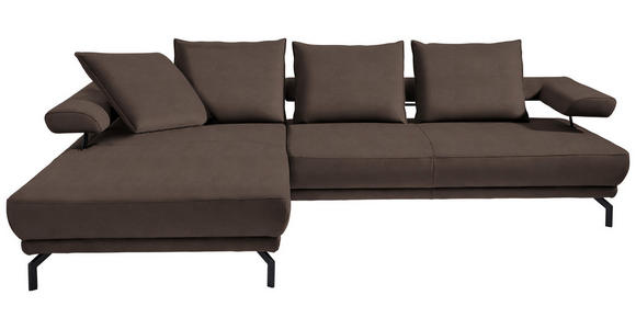 ECKSOFA in Mikrofaser Graubraun  - Graubraun/Schwarz, Design, Textil/Metall (224/305cm) - Dieter Knoll