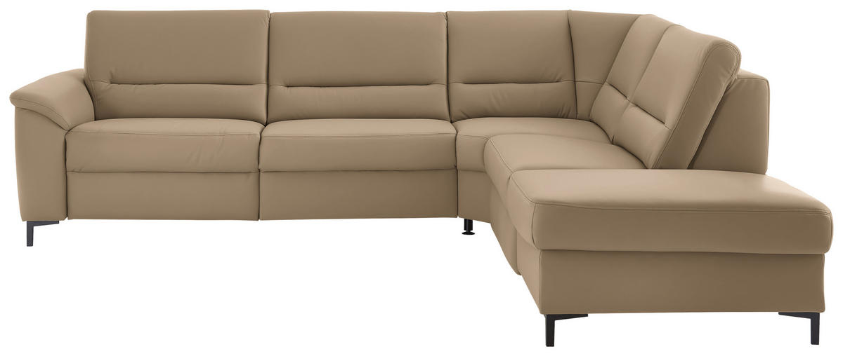 ECKSOFA  in Echtleder Cappuccino  290/249 cm  - Schwarz/Cappuccino, KONVENTIONELL, Leder/Metall (290/249cm) - Beldomo Premium