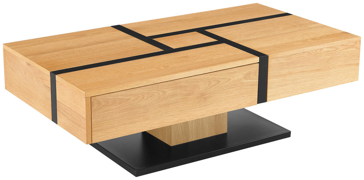 KONFERENČNÍ STOLEK, černá, barvy dubu, dřevo, kov, kompozitní dřevo, 120/40/65 cm - barvy dubu/černá, Design, kov/dřevo (120/40/65cm) - Livetastic