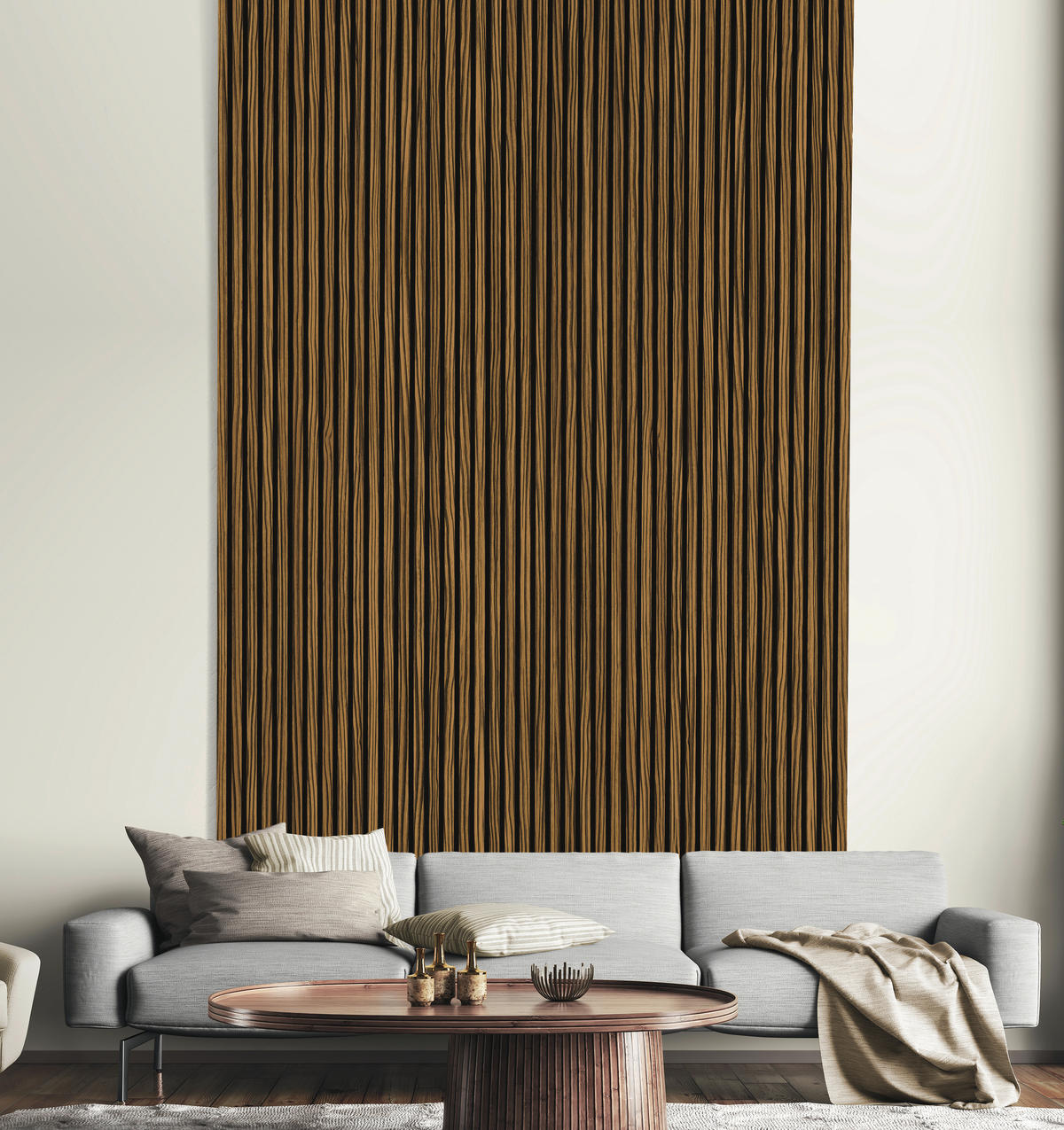 AKUSTIKPANEEL Zebrano foliert 57.25/1.9/119 cm  - Braun, KONVENTIONELL, Holzwerkstoff/Textil (57.25/1.9/119cm)