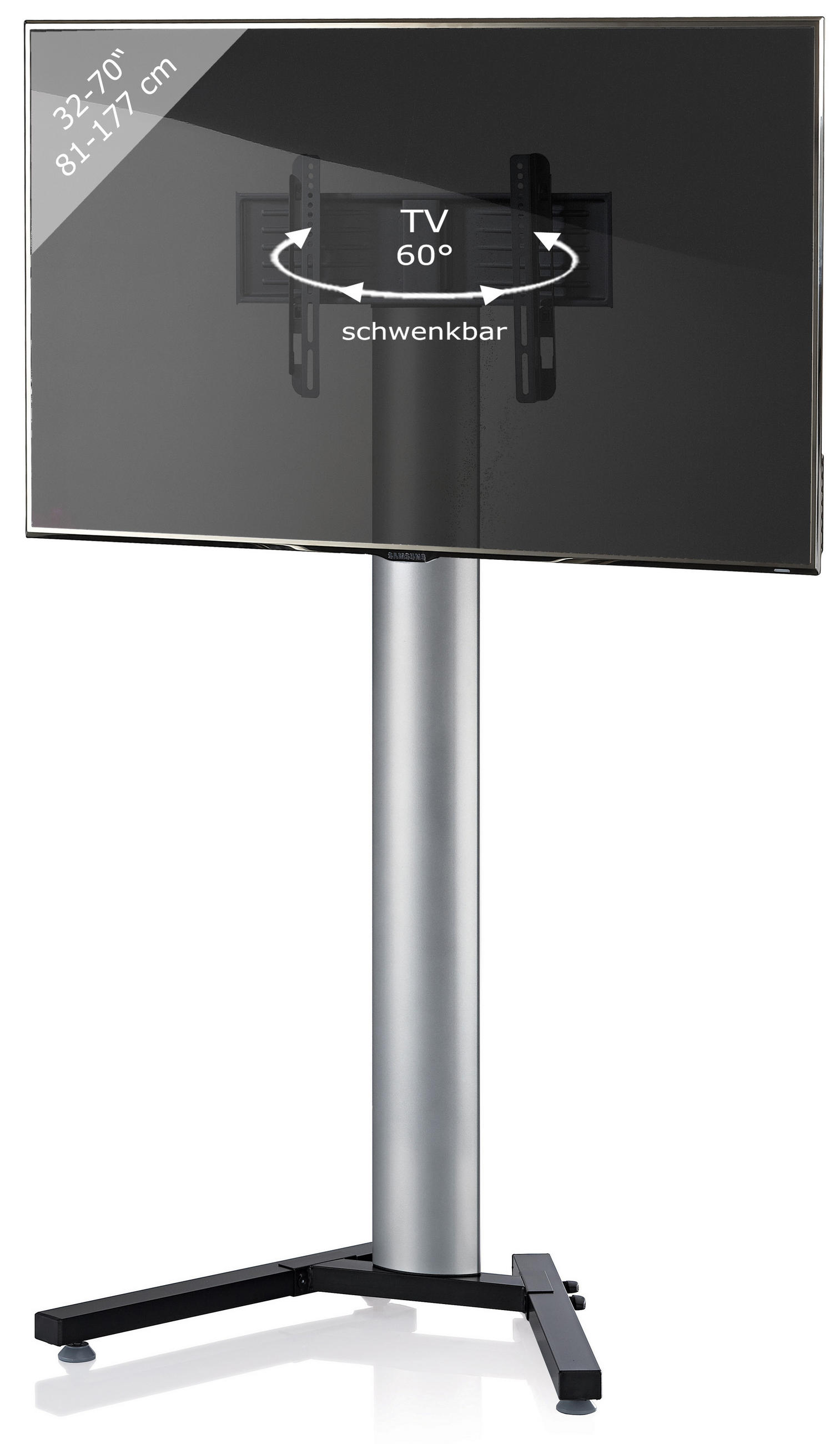 TV-RACK Metall, Glas Schwarz, Silberfarben  - Silberfarben/Schwarz, KONVENTIONELL, Glas/Metall (90/174/72cm) - MID.YOU