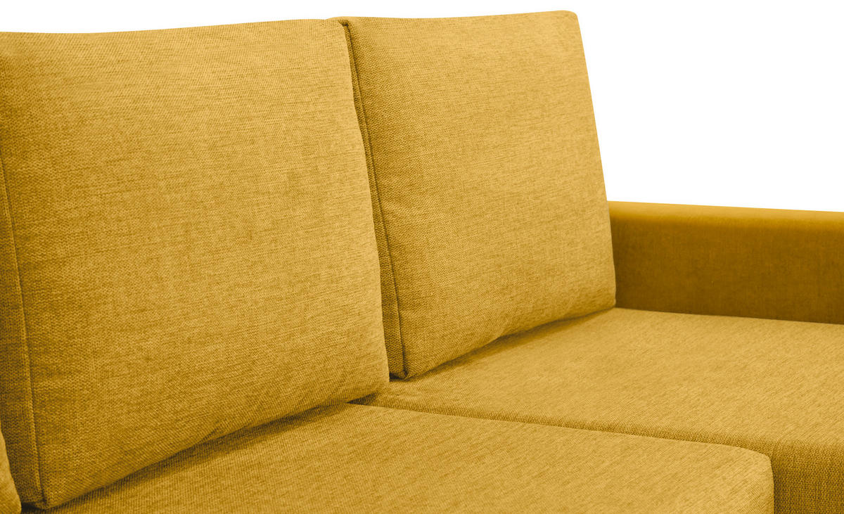 ECKSOFA Gelb Flachgewebe, Struktur  - Gelb/Schwarz, Design, Kunststoff/Textil (252/155cm) - Livetastic