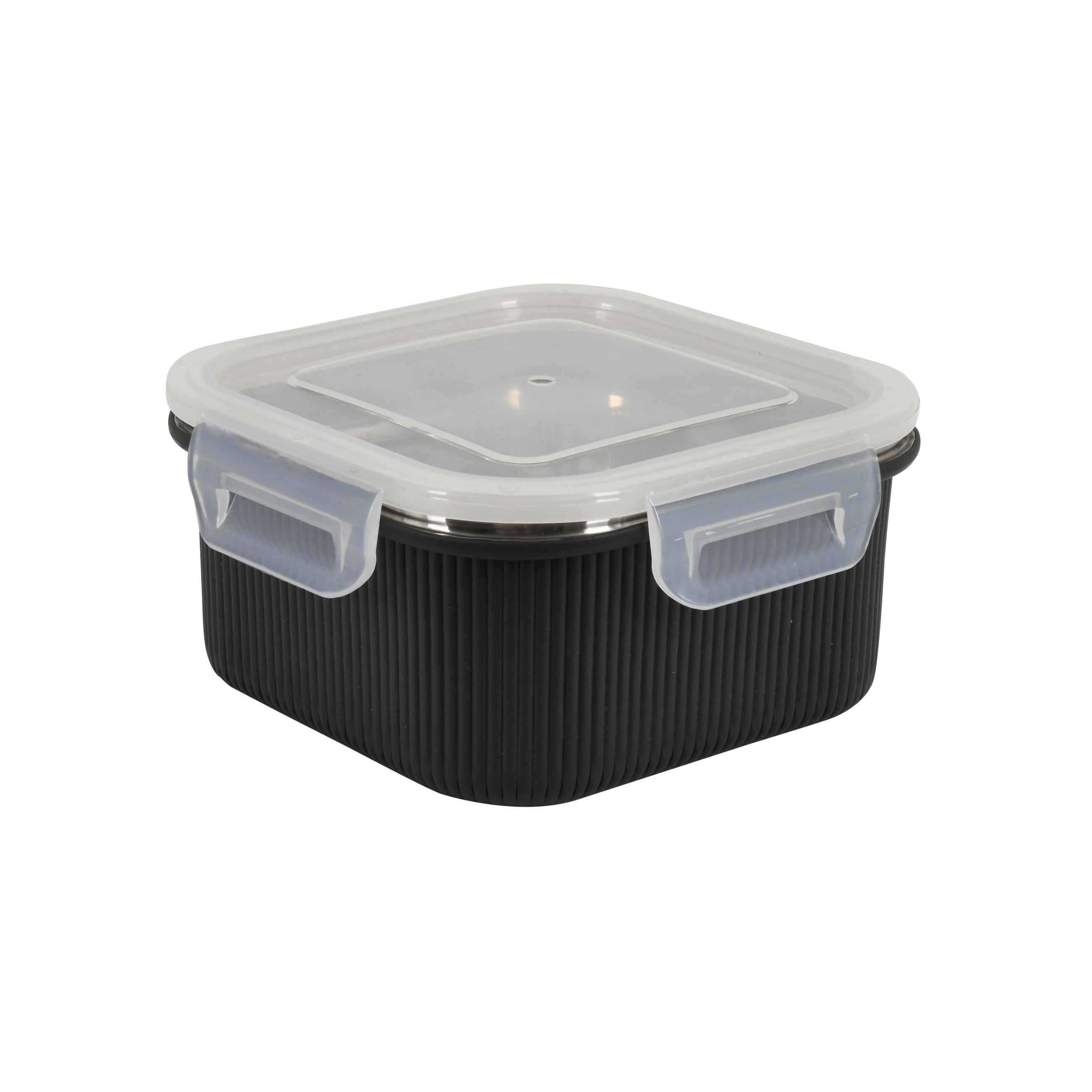 Recipient Depozitare Alimente  0.800 L  - străveziu/culoare inox, Basics, plastic/metal (15,6/15,6/7,7cm) - Homeware Profession.