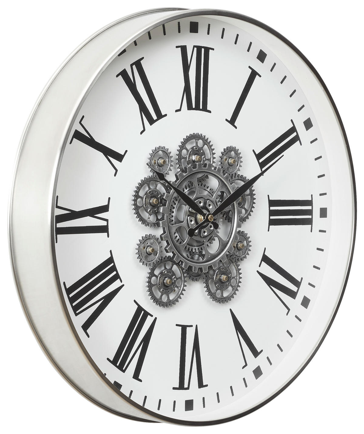 WANDUHR  Silberfarben, Weiß 45 cm  - Silberfarben/Weiß, Basics, Glas/Holzwerkstoff (45cm) - Ambia Home