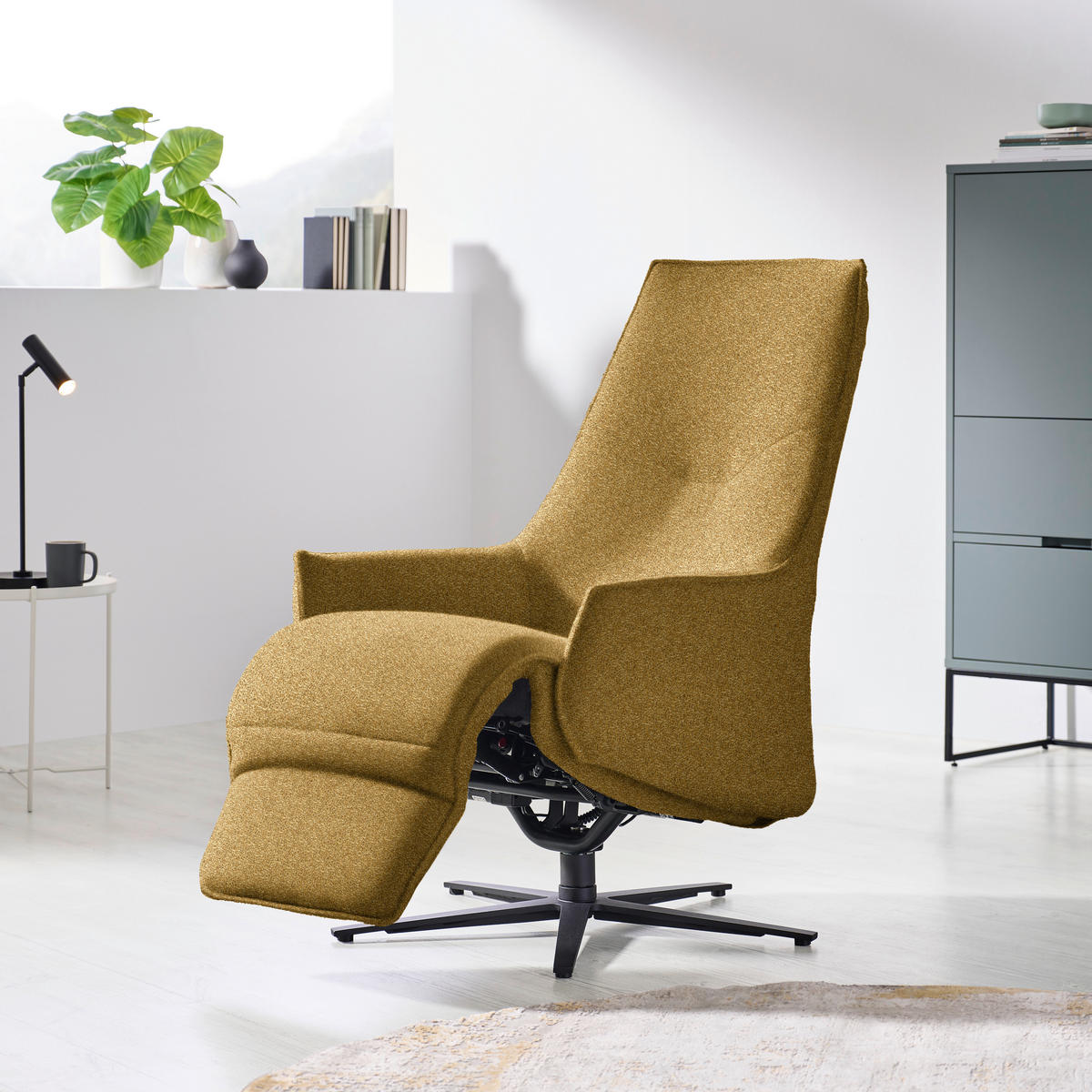 RELAXSESSEL in Textil Senfgelb  - Anthrazit/Senfgelb, Design, Textil/Metall (70/112/85cm) - Himolla Komfortklass