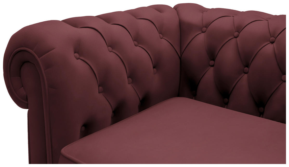 CHESTERFIELD-SOFA in Lederlook Bordeaux  - Wengefarben/Bordeaux, Lifestyle, Holz/Textil (206/76,5/96cm) - Landscape