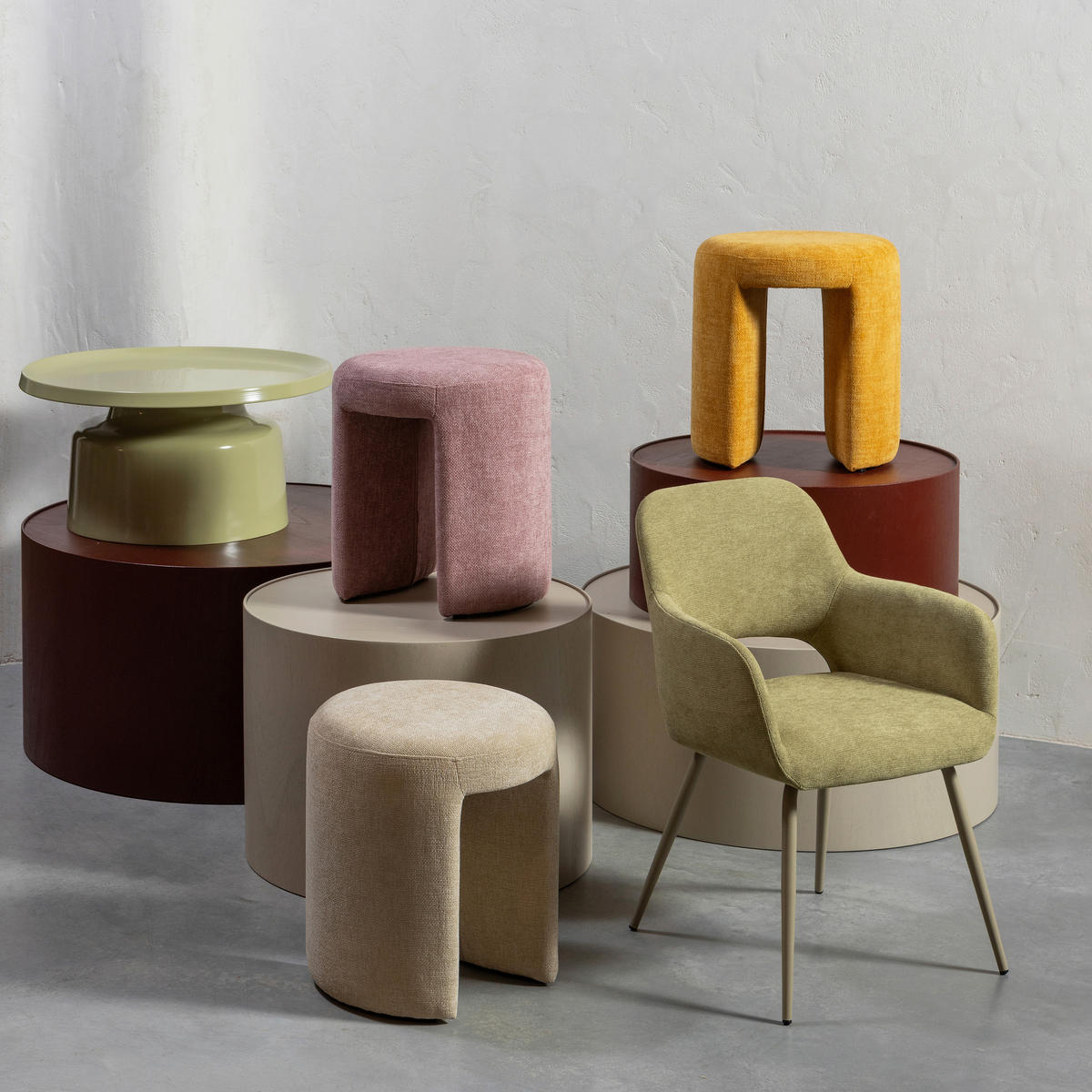 HOCKER in Textil Naturfarben  - Naturfarben, Design, Textil (45/47/45cm) - Livetastic