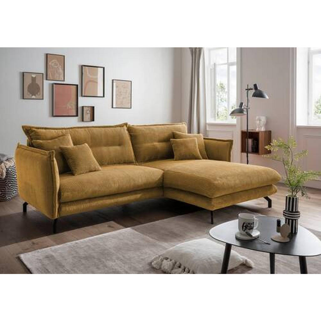 Thumbnail - Livetastic Ecksofa, Gold, Textil, 4-Sitzer, Füllung: Schaumstoff, L-Form, 255x180 cm, Made in Europe, Rücken echt, Armte...