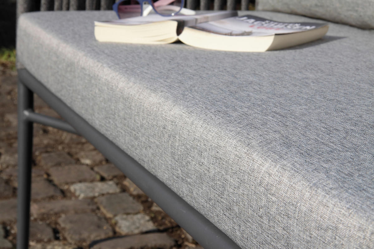 LOUNGEGARNITUR Aluminium  - Dunkelgrau/Anthrazit, MODERN, Kunststoff/Metall (185/65/75cm) - Ambia Garden