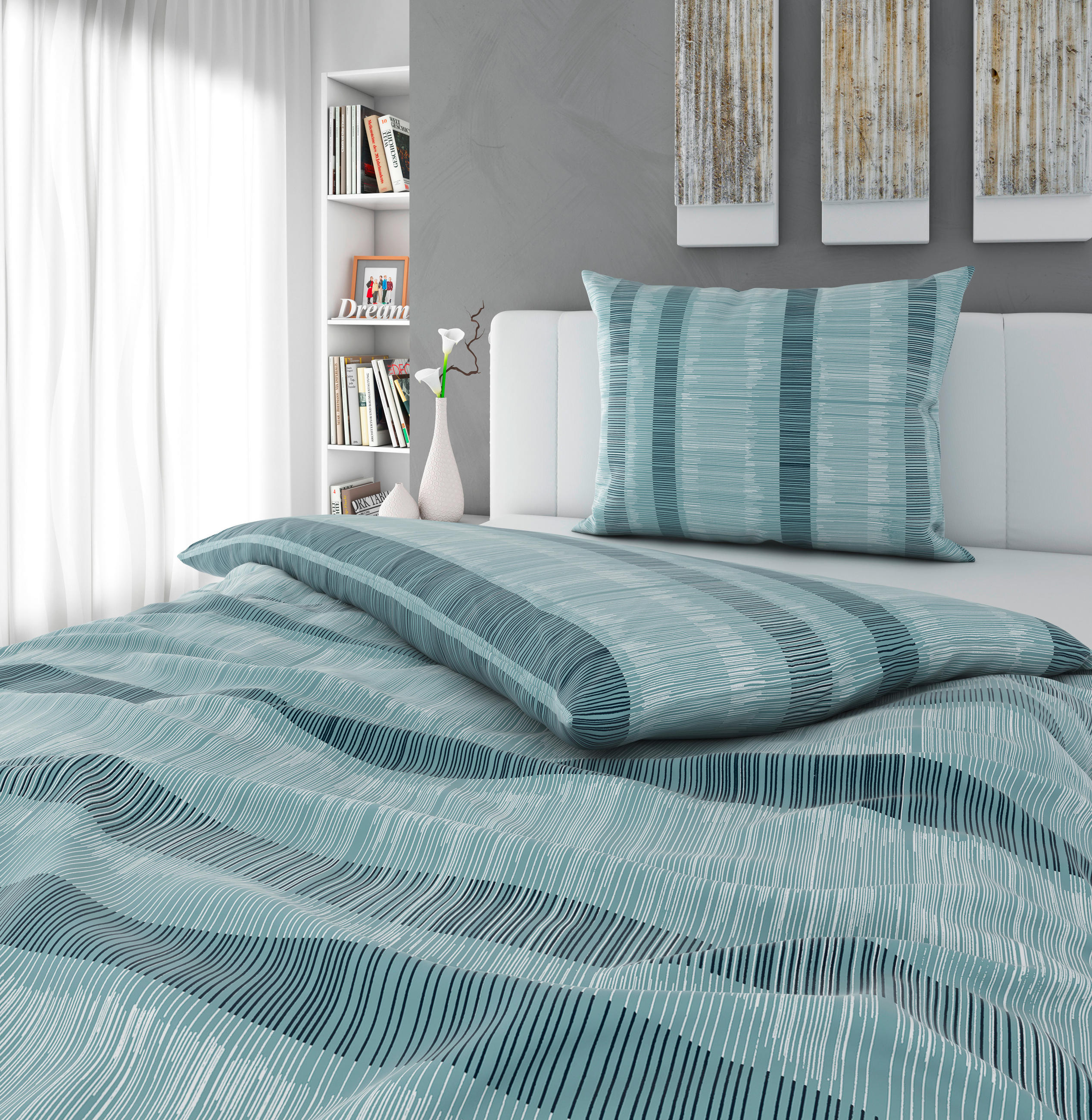 POVLEČENÍ, satén, modrá, 140/200 cm - modrá, Konvenční, textil (140/200cm) - Bio:Vio