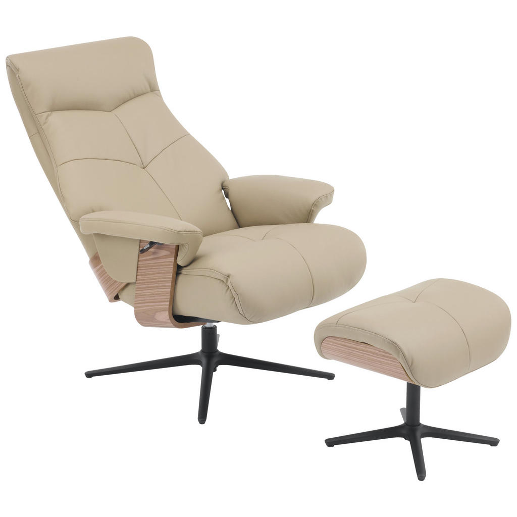 Thumbnail - Livetastic Relaxsesselset, Taupe, Holz, Textil, Leder, Echtleder, Rindleder, Pappel, massiv, 78x111x81 cm, Relaxfunktion...
