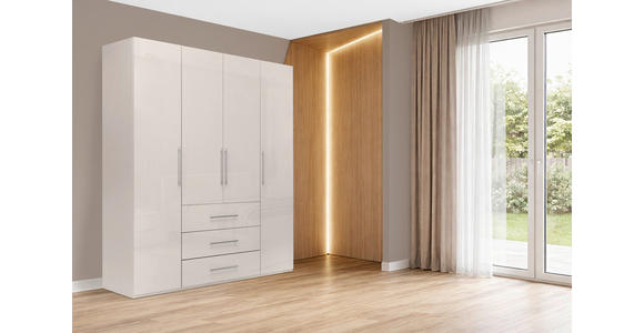 KLEIDERSCHRANK 196/219/59 cm,  in Kaschmir, 4-türig  - Kaschmir/Alufarben, KONVENTIONELL, Holzwerkstoff/Metall (196/219/59cm) - Carryhome