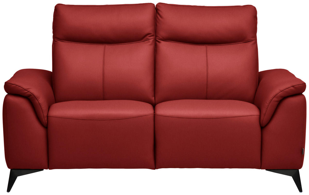 2-SITZER-SOFA  in Echtleder Rot   - Rot/Schwarz, Design, Leder/Metall (176/105/98cm) - Belluti