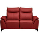 2-SITZER-SOFA  in Echtleder Rot   - Rot/Schwarz, Design, Leder/Metall (176/105/98cm) - Belluti