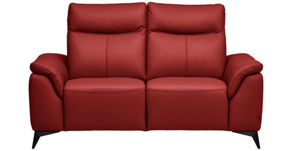 2-SITZER-SOFA  in Echtleder Rot   - Rot/Schwarz, Design, Leder/Metall (176/105/98cm) - Belluti