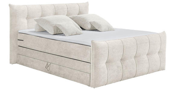 BOXSPRINGBETT 180/200 cm in Creme - Creme/Schwarz, Basics, Holzwerkstoff/Kunststoff (180/200cm) - Esposa