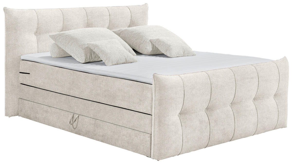 BOXSPRINGBETT 180/200 cm  in Creme  - Creme/Schwarz, Basics, Holzwerkstoff/Kunststoff (180/200cm) - Esposa