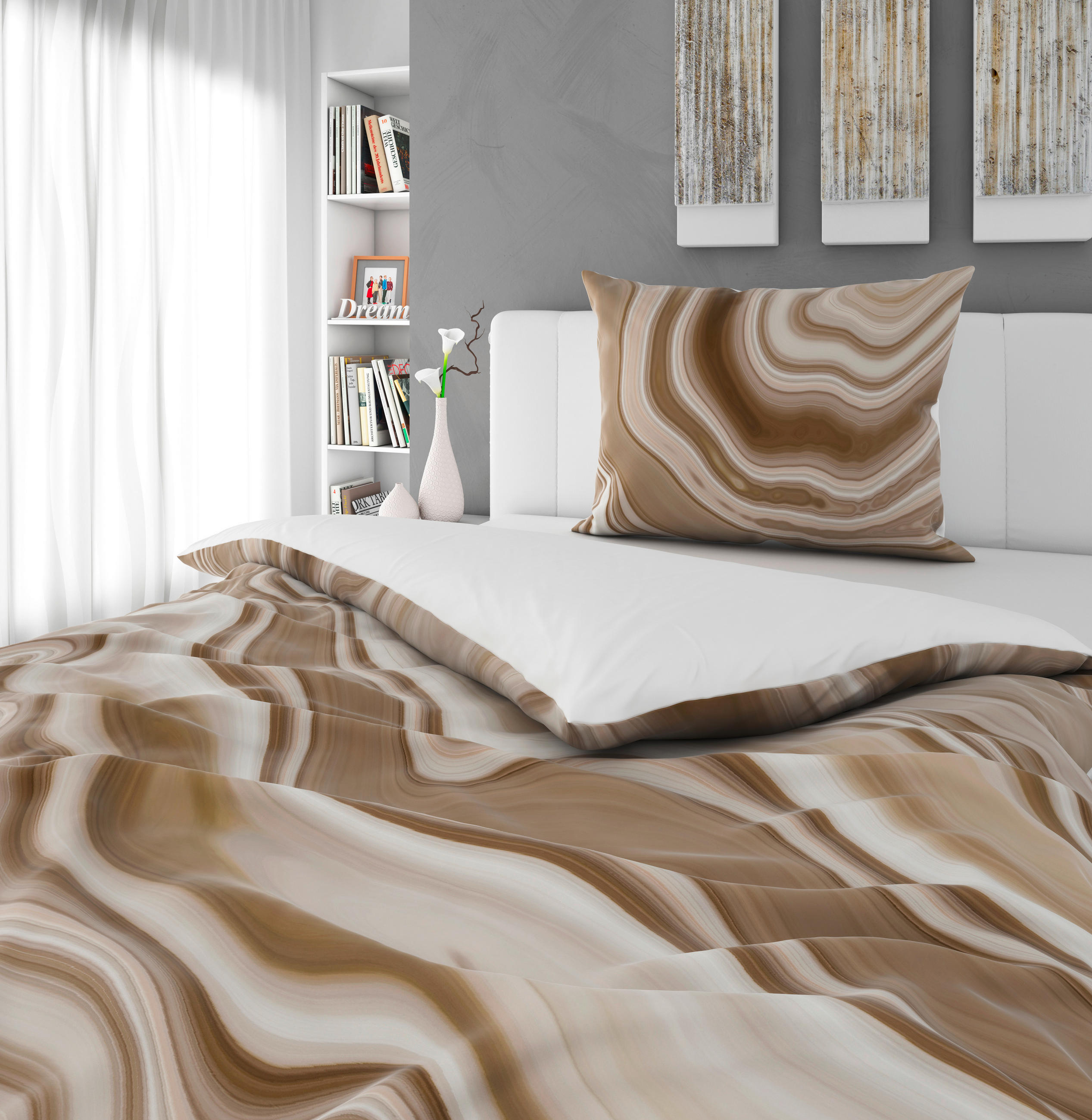 POSTELJINA SA DVA LICA WAVY 140/200 cm saten prirodna boja  - prirodna boja, Konvencionalno, tekstil (140/200cm) - Esposa