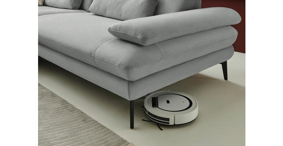 ECKSOFA  in Chenille, Flachgewebe Grau  180/284 cm  - Schwarz/Grau, Design, Textil/Metall (180/284cm) - Dieter Knoll