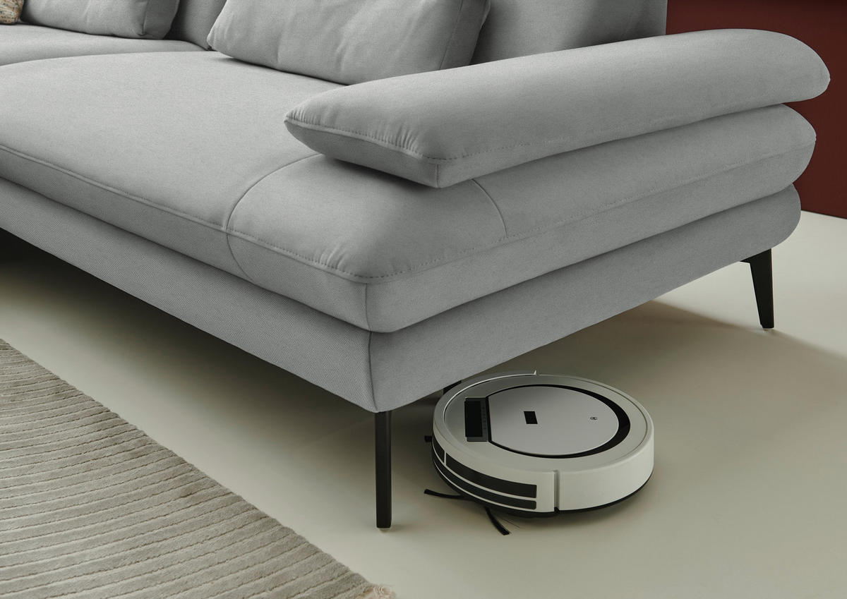 ECKSOFA Chenille, Flachgewebe Grau  - Schwarz/Grau, Design, Textil/Metall (180/284cm) - Dieter Knoll