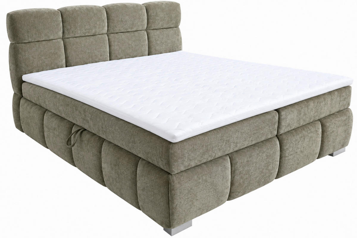 BOXBETT 140/200 cm,  in Grün, Bettkasten, Topper,  - Chromfarben/Grün, MODERN, Holz/Kunststoff (140/200cm) - MID.YOU