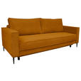 SCHLAFSOFA mit Liegefunktion, Rücken echt, haustierfreundlicher Bezug Cord Kupferfarben - Schwarz/Kupferfarben, KONVENTIONELL, Textil/Metall (222/93/98cm) - Carryhome
