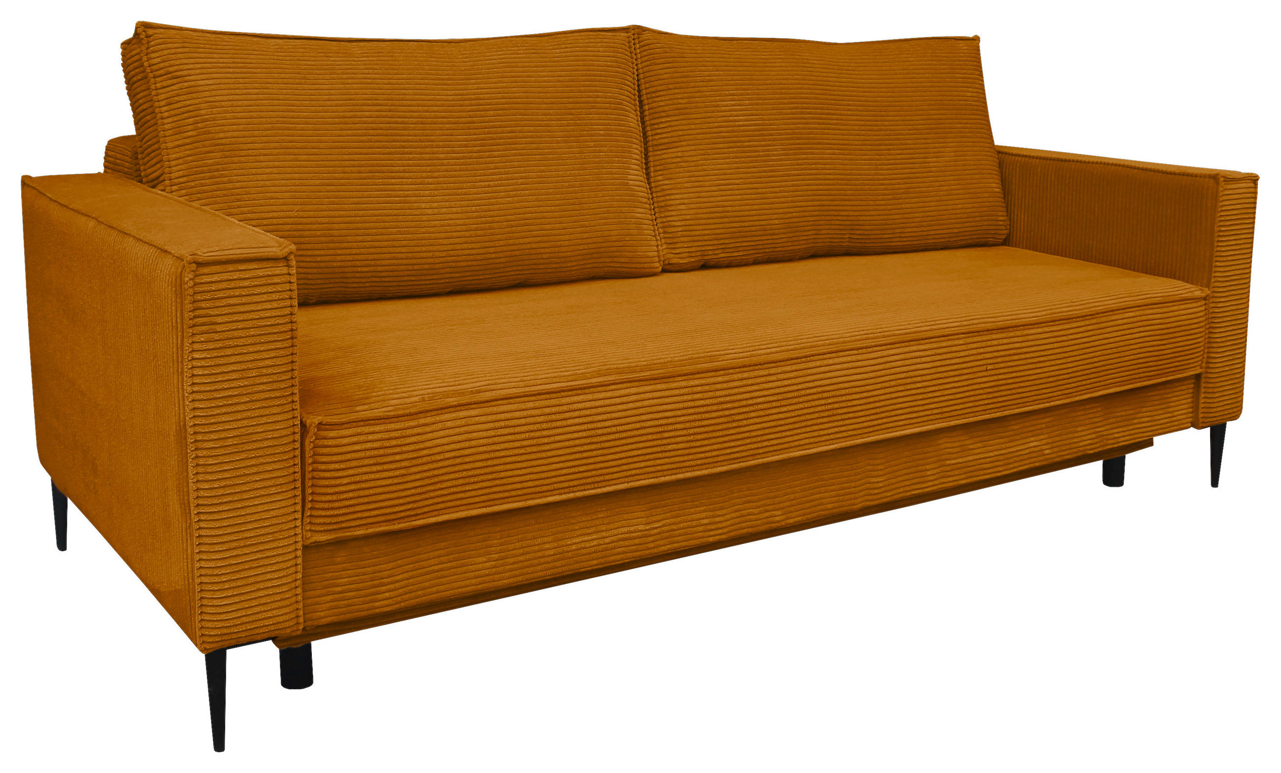SCHLAFSOFA  mit Liegefunktion, Rücken echt, haustierfreundlicher Bezug Cord Kupferfarben  - Schwarz/Kupferfarben, KONVENTIONELL, Textil/Metall (222/93/98cm) - Carryhome