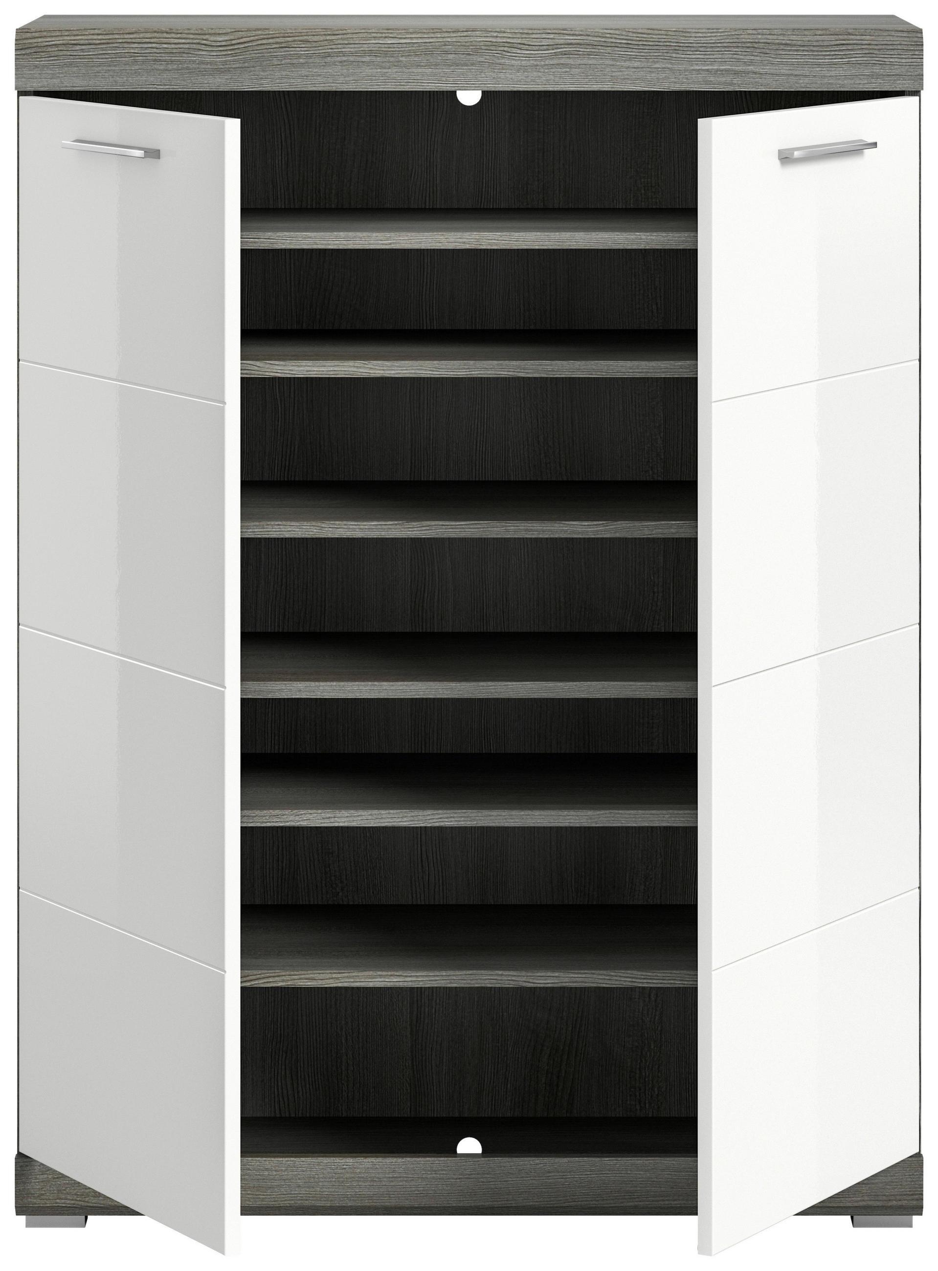 SCHUHSCHRANK Weiß Hochglanz  - Chromfarben/Weiß Hochglanz, Design, Holzwerkstoff/Kunststoff (90/120/37cm) - MID.YOU