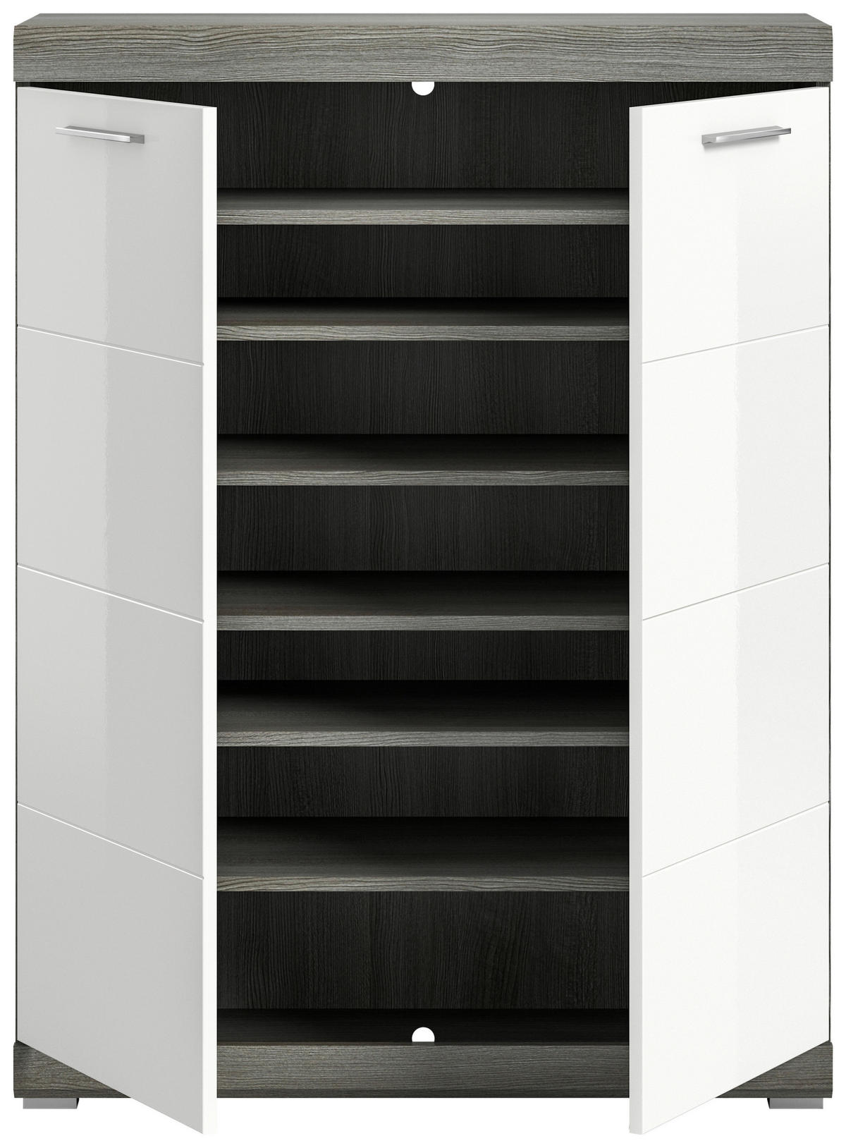 BOTNÍK, vysoce lesklá bílá, tmavě šedá, 90/120/37 cm - tmavě šedá/barvy chromu, Design, kompozitní dřevo/plast (90/120/37cm) - MID.YOU