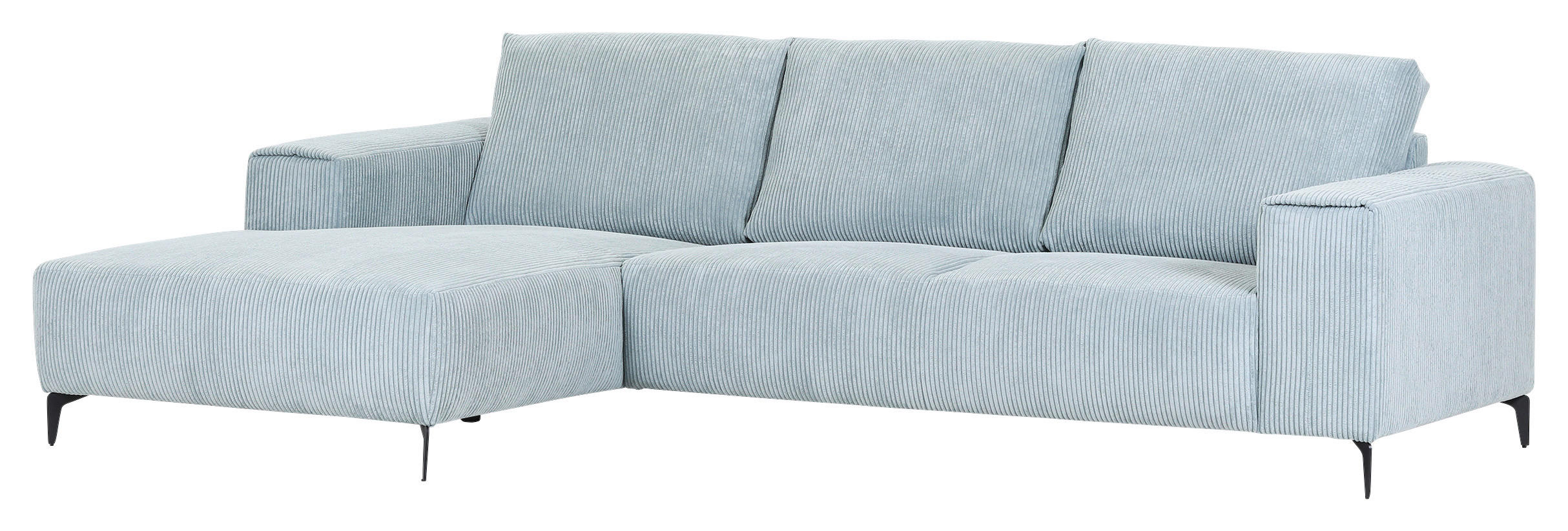 ECKSOFA in Cord Mintgrün, Hellblau  - Schwarz/Mintgrün, Konventionell, Textil/Metall (170/285cm) - Carryhome