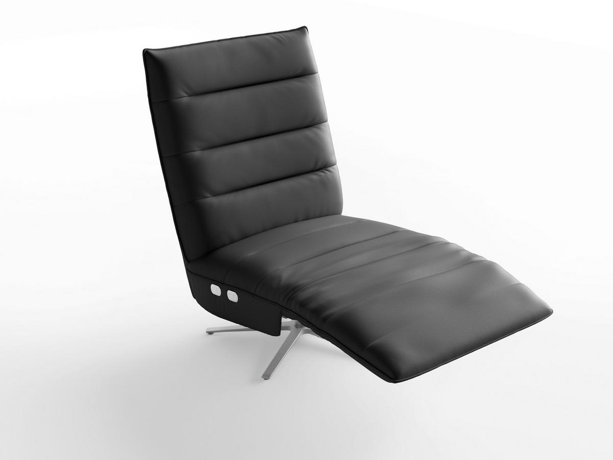 RELAXSESSEL Leder Schwarz  - Silberfarben/Schwarz, Basics, Leder/Metall (80/109/98cm) - Sit & More