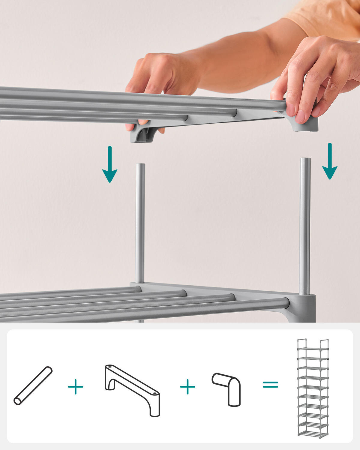 REGÁL NA TOPÁNKY, sivá, 45/174/30 cm - sivá, Trend, kov/plast (45/174/30cm) - Boxxx