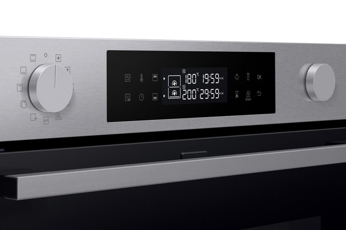 BACKOFEN NV7B4545VAS/U3  - Silberfarben, Design, Glas/Keramik (59,5/59,6/57,1cm) - Samsung