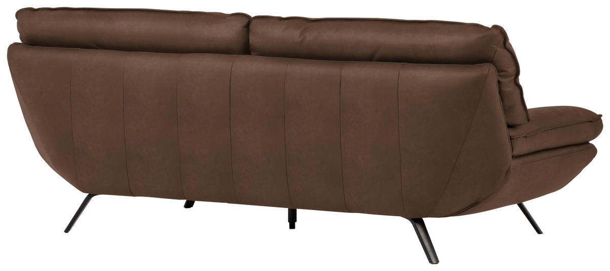3-SITZER-SOFA in Echtleder Dunkelbraun  - Dunkelbraun/Schwarz, Design, Leder/Metall (226/95/95cm) - Celina