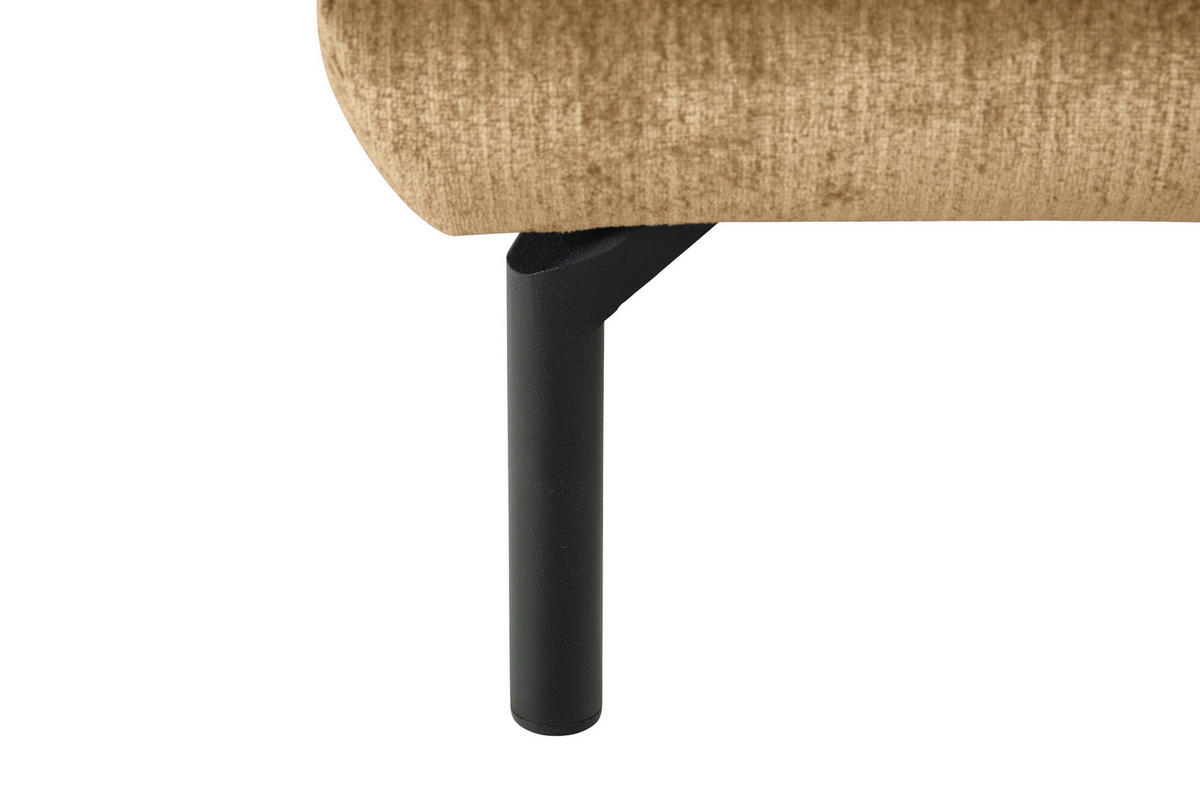 ECKSOFA Hellbraun Chenille Kopfteilverstellung, Sitztiefenverstellung  - Hellbraun/Schwarz, Design, Textil/Metall (307/243cm) - Xora