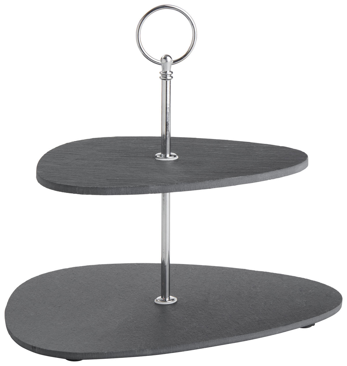 ETAGERE 2-stöckig - Alufarben/Grau, Basics, Stein/Metall (25/24/21cm) - Ambia Home