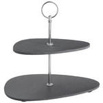 ETAGERE 2-stöckig - Alufarben/Grau, Basics, Stein/Metall (25/24/21cm) - Ambia Home